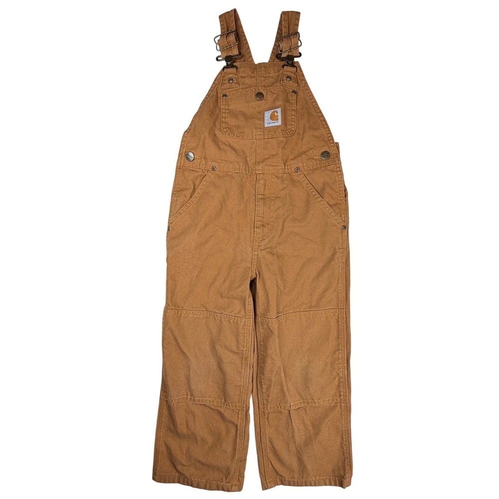 Carhartt Kids Duck Canvas Bib Overalls Hamilton Brown OX8603-B Size 5